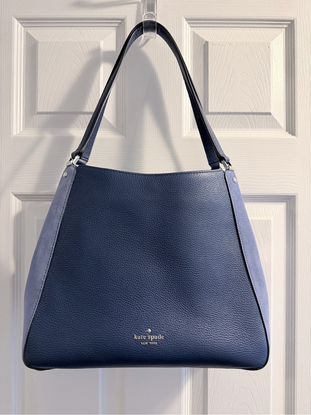 kate spade Navy & Light Blue Leather and Suede Shoulder Bag